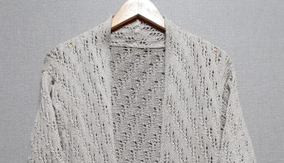 コットン糸の模様編みカーディガン